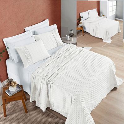 Coordenado Cobre Leito e Lençol Divino King 7 Pçs - White
