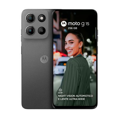 Smartphone Motorola Moto G15 256Gb Dual Chip 4G Tela 6.7" Câmera Dupla 50MP+5MP Grafite