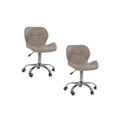 Kit 02 Cadeiras Office Eiffel Slim Ajustável Oficial Bege