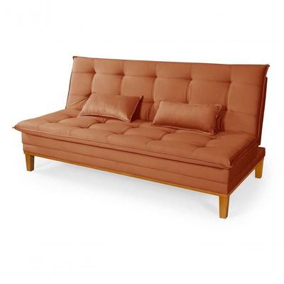 Sofá Cama Reclinável Casal 1,84m Island Suede Terracota Premium