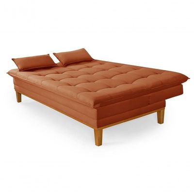Sofá Cama Reclinável Casal 1,84m Island Suede Terracota Premium