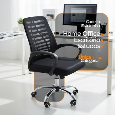Kit 6 Cadeiras De Escritório Esteirinha Mesh Ergonômica Preto