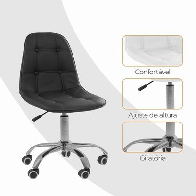 Kit 4 Cadeiras Office Eiffel Botonê Oficial Preto