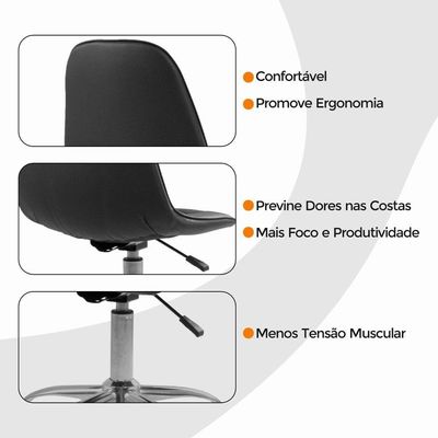 Kit 4 Cadeiras Office Eiffel Botonê Oficial Preto