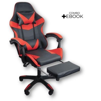 Cadeira Gamer Stillus Ergonômica Oficial Apoio De Pés Vermelho