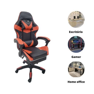 Cadeira Gamer Stillus Ergonômica Oficial Apoio De Pés Vermelho