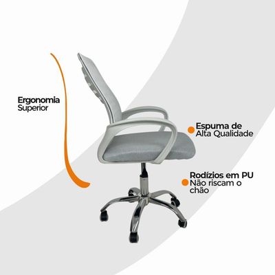 Kit 2 Cadeiras De Escritório Oficial Esteirinha Mesh Branco