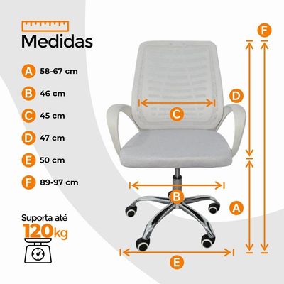 Kit 2 Cadeiras De Escritório Oficial Esteirinha Mesh Branco