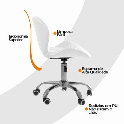 Cadeira Office Eiffel Slim Ajustável Oficial Branco