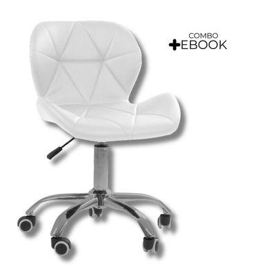 Cadeira Office Eiffel Slim Com Base Giratória Oficial Branco