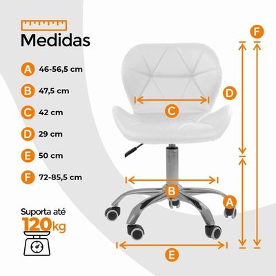 Cadeira Office Eiffel Slim Com Base Giratória Oficial Branco