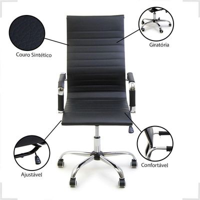 Cadeira Alta De Escritorio Esteirinha Giratoria Ergonomica Preto