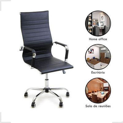 Cadeira Alta De Escritorio Esteirinha Giratoria Ergonomica Preto
