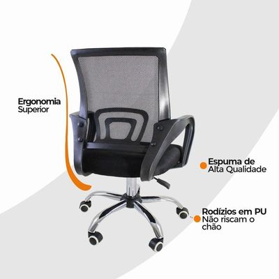 Cadeira De Escritório Oficial Begonia Mesh Giratória Unitário