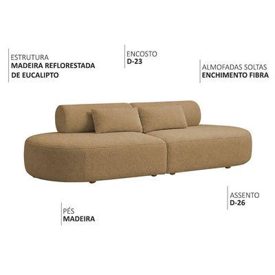 Sofá Orgânico Horizonte 4 Lugares 230cm Bouclé Camel - Nexta Casa