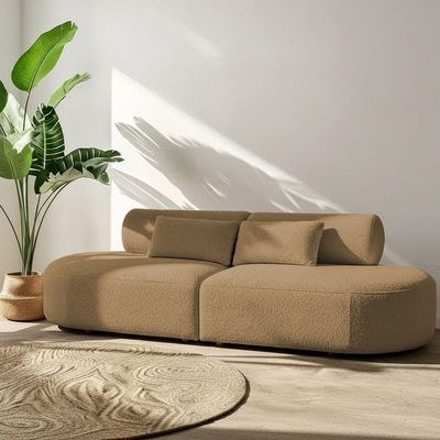 Sofá Orgânico Horizonte 4 Lugares 230cm Bouclé Camel - Nexta Casa