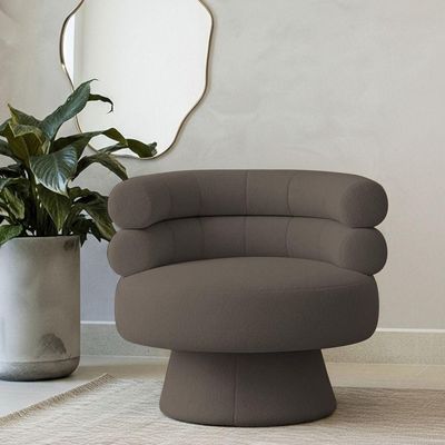 Poltrona Orgânica Mabel Base Fixa Bouclé Marrom - Nexta Casa