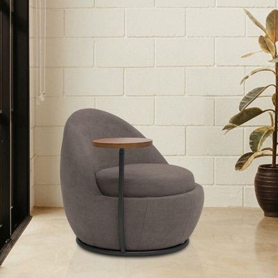 Poltrona Kaira Mesa Lateral Direita Base Fixa Preto Bouclé Marrom - Nexta Casa