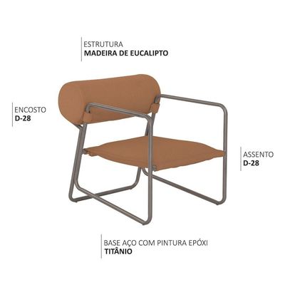 Poltrona Detroit Base Titânio Bouclé Terracota - Nexta Casa