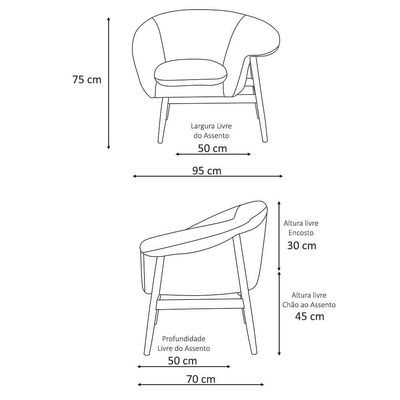 Poltrona Decorativa Yumi Base Madeira Braço Esquerdo Bouclé Off White - Nexta Casa
