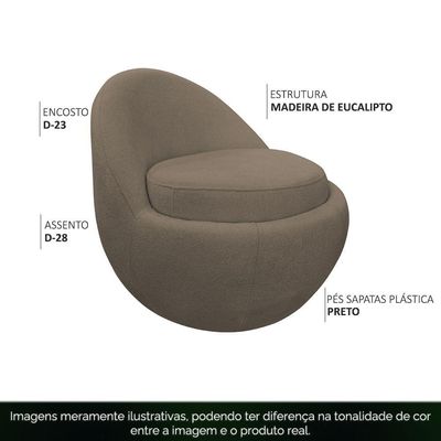 Poltrona Decorativa Orgânica Kaira Base Fixa Bouclé Marrom - Nexta Casa