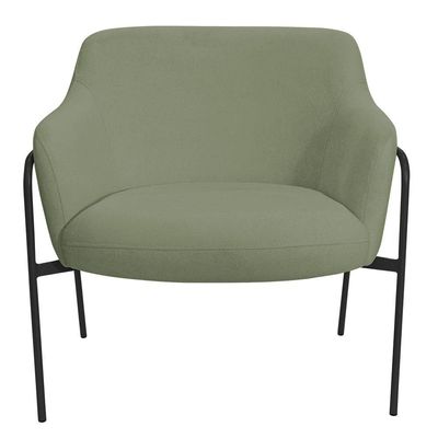 Poltrona Decorativa Jade Base Aço Preto Bouclé Verde Claro - Nexta Casa