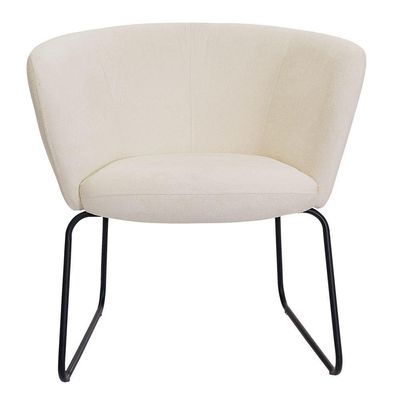 Poltrona Decorativa Isis Base Aço Preto Bouclé Off White - Nexta Casa