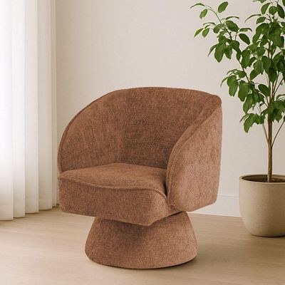 Poltrona Decorativa Agnes Base Giratória Linhão Aveludado Terracota - Nexta Casa