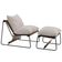 Kit Poltrona Com Puff Turim Base Aço Preto Recouro Camel Linho Off White - Nexta Casa
