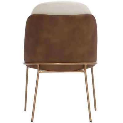 Cadeira De Jantar Mila Aço Ouro.f Corano Marrom/velosuede Off White - Nexta Casa