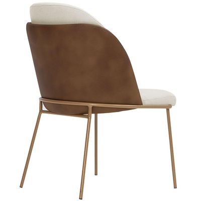 Cadeira De Jantar Mila Aço Ouro.f Corano Marrom/velosuede Off White - Nexta Casa