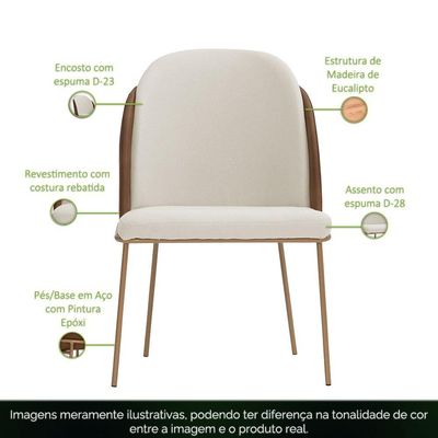 Cadeira De Jantar Mila Aço Ouro.f Corano Marrom/velosuede Off White - Nexta Casa