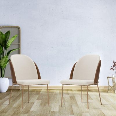 Cadeira De Jantar Mila Aço Ouro.f Corano Marrom/velosuede Off White - Nexta Casa