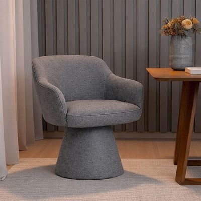 Cadeira De Mesa De Jantar Jade Base Cone Linho Cinza Escuro - Nexta Casa