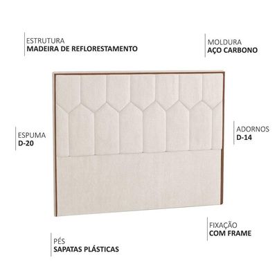 Cabeceira Casal King Cama Box 195 Cm Aura Linho Cru - Nexta Casa