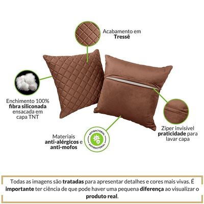 Almofadas Tressê Decorativas 40x40cm Veludo - Nexta Casa Cor Marrom