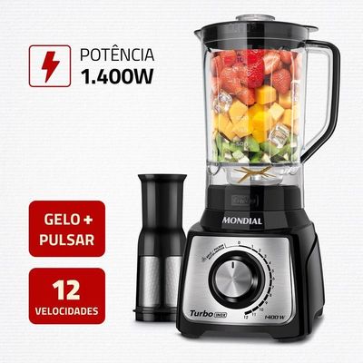 Liquidificador Turbo Inox Mondial Preto/inox 1400W L-1400-LT 220V