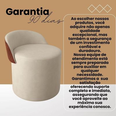 Puff Encosto Corino Redondo Suede Sala Penteadeira Quarto preto