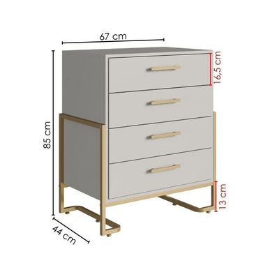 Comoda 4 Gavetas P1061 67 Cm Arenas Dourado Pp Milani Store Arenas Dourado