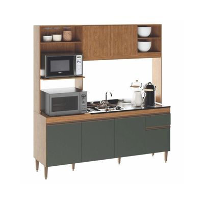 Armário De Cozinha Compacta Tóquio 180cm 6 Portas C/ Torre Quente Menu Móveis