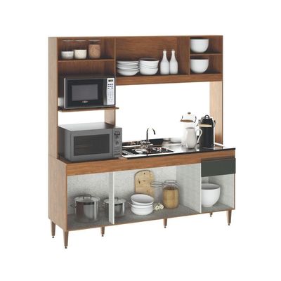 Armário De Cozinha Compacta Tóquio 180cm 6 Portas C/ Torre Quente Menu Móveis