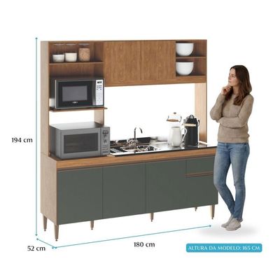 Armário De Cozinha Compacta Tóquio 180cm 6 Portas C/ Torre Quente Menu Móveis