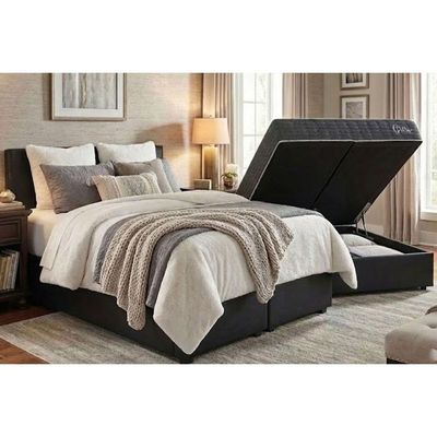 Cama Box Baú Casal + Colchão Anatômico Kappesberg D40 Grise + Base Crc Corano Black