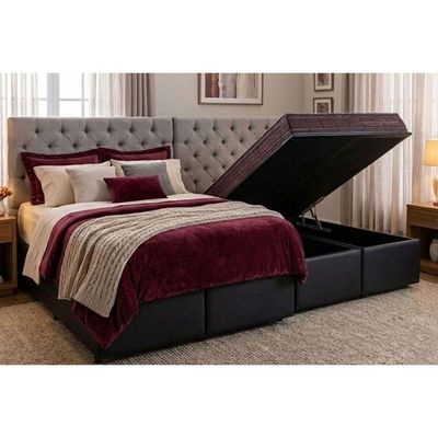 Cama Box Baú Novo + Colchão Molas Kappesberg Ensacadas Inverno Verão + Base Crc Courano Black