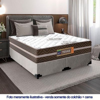 Cama Box Casal Bipartido Suede + Colchão Molas Ensacadas Texas Prime Colchões 138cm - Suporta Até 120kg Por Pessoa