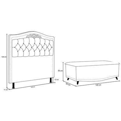 Cabeceira Cama Box Casal 140cm Com Calçadeira Baú Imperial J02 Linho Areia - Mpozenato