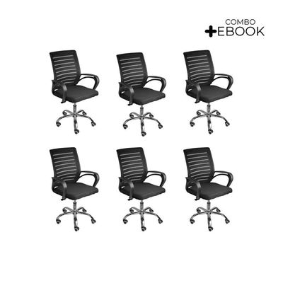 Kit 6 Cadeiras De Escritório Diretor Roma Oficial