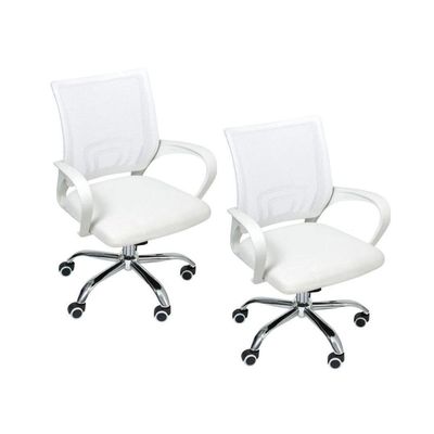 Kit 2 Cadeiras Escritório Oficial Begônia Ergonômico Branco