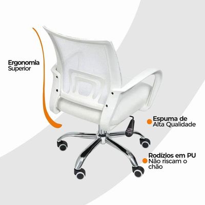 Kit 2 Cadeiras Escritório Oficial Begônia Ergonômico Branco
