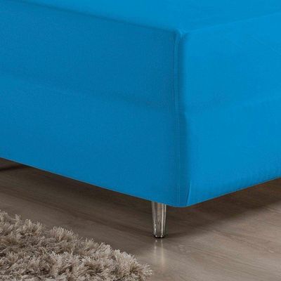 Jogo De Cama Queen Nobre 3 Peças Luva De Box 55cm De Altura Malha 100% Algodão - Turquesa